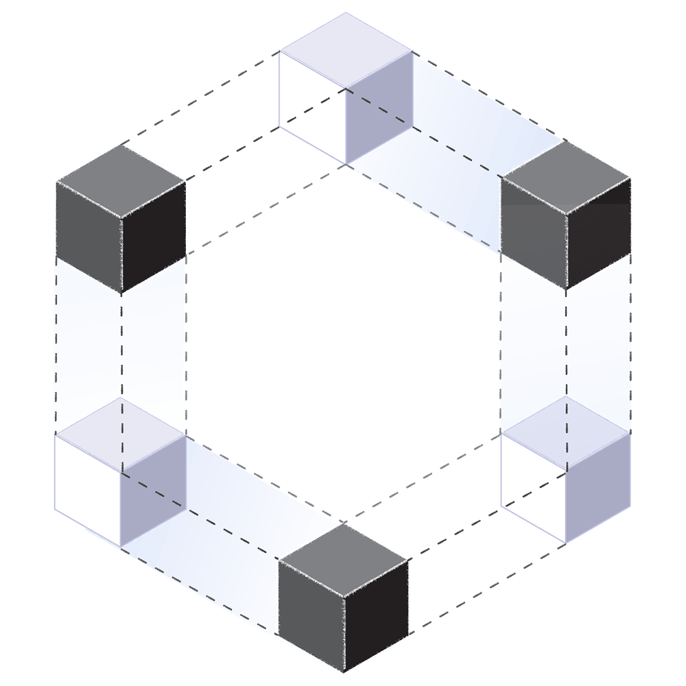 6 step cube illustration representing process